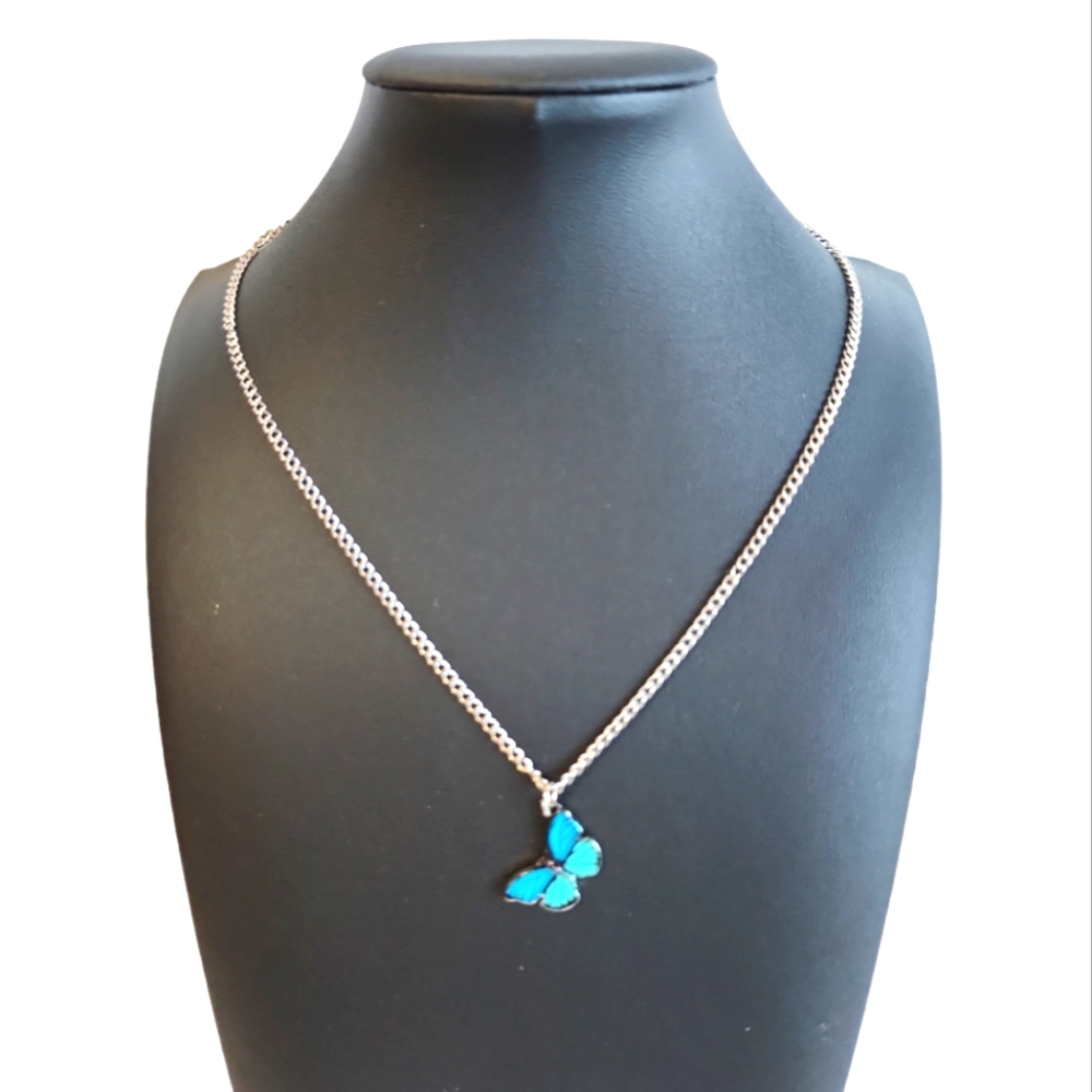 Silver Tone Butterfly Pendant Necklace